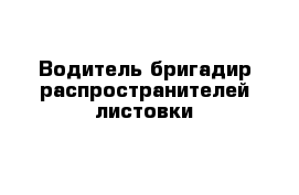 Водитель-бригадир распространителей листовки